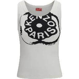 White Cotton Sleeveles T-Shirt