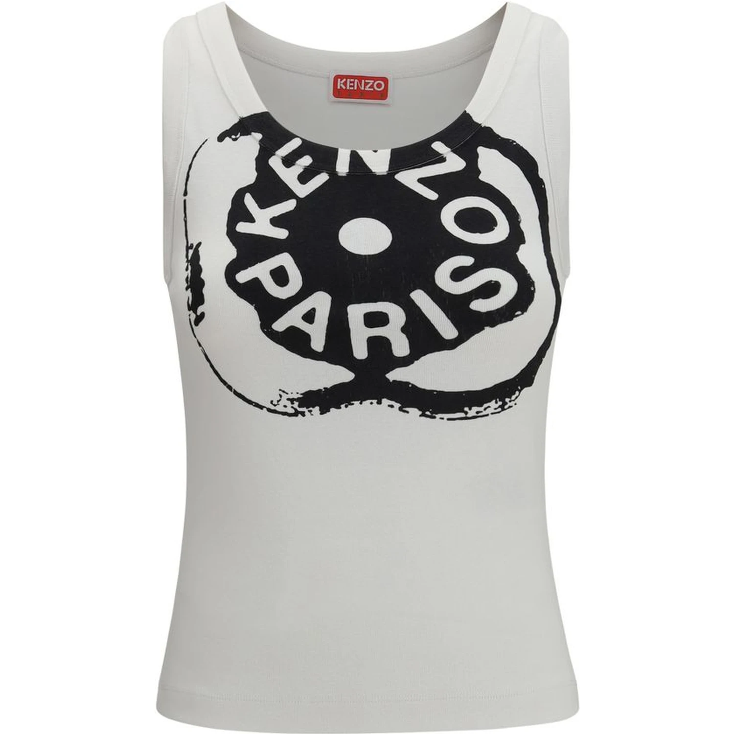 White Cotton Sleeveles T-Shirt