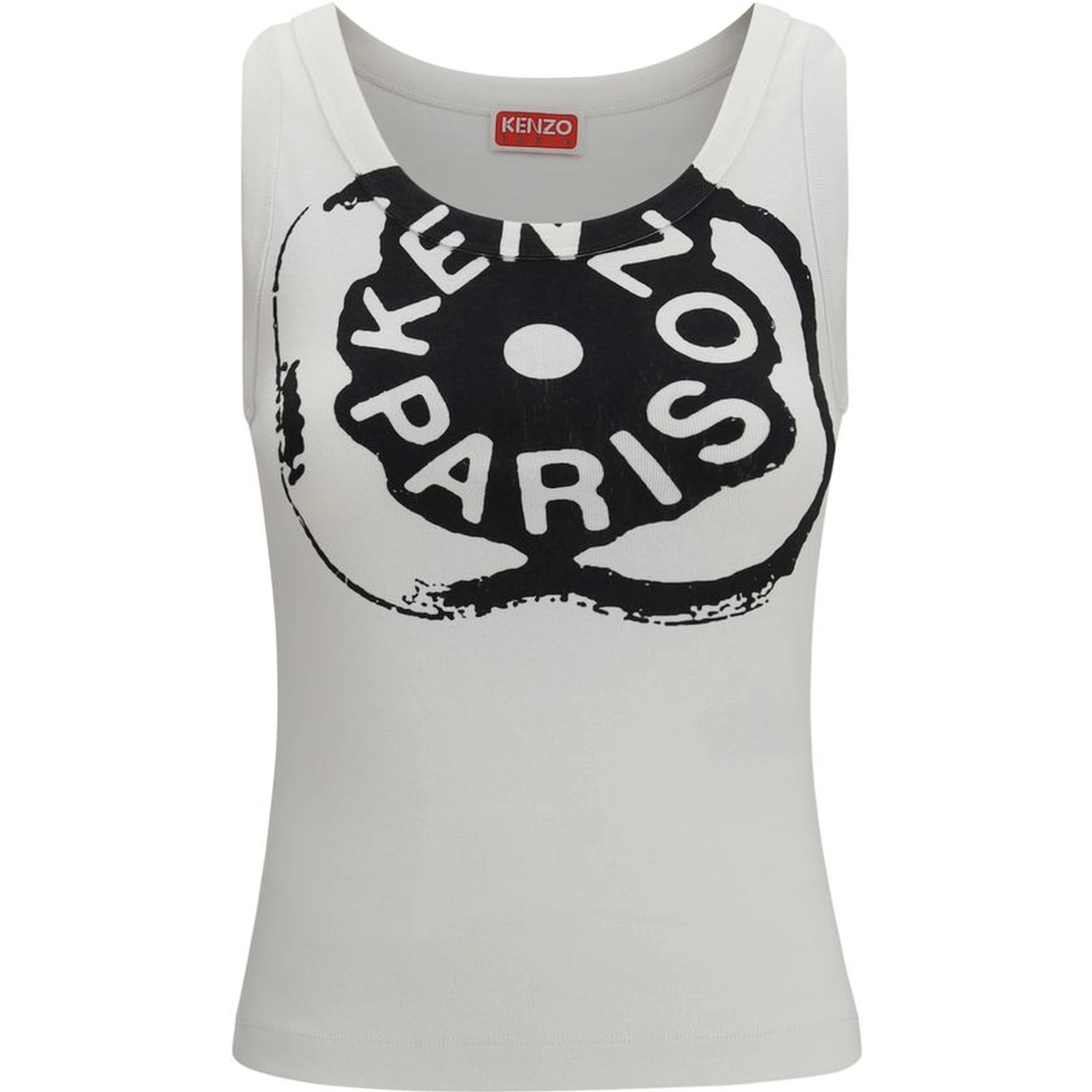 White Cotton Sleeveles T-Shirt