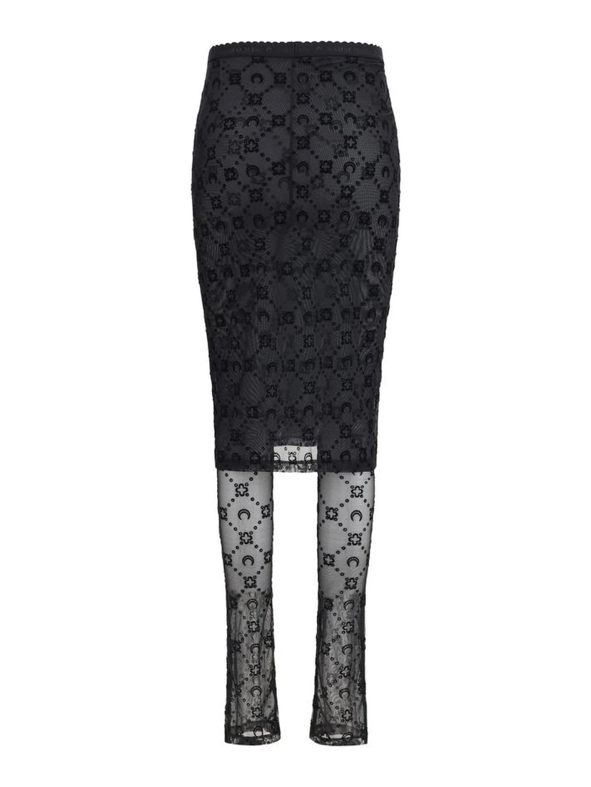 Black Recycled Polyamide Midi Skirt