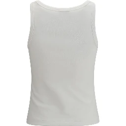 White Cotton Sleeveles T-Shirt