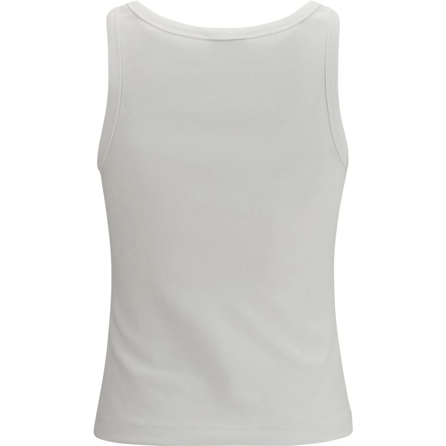 White Cotton Sleeveles T-Shirt