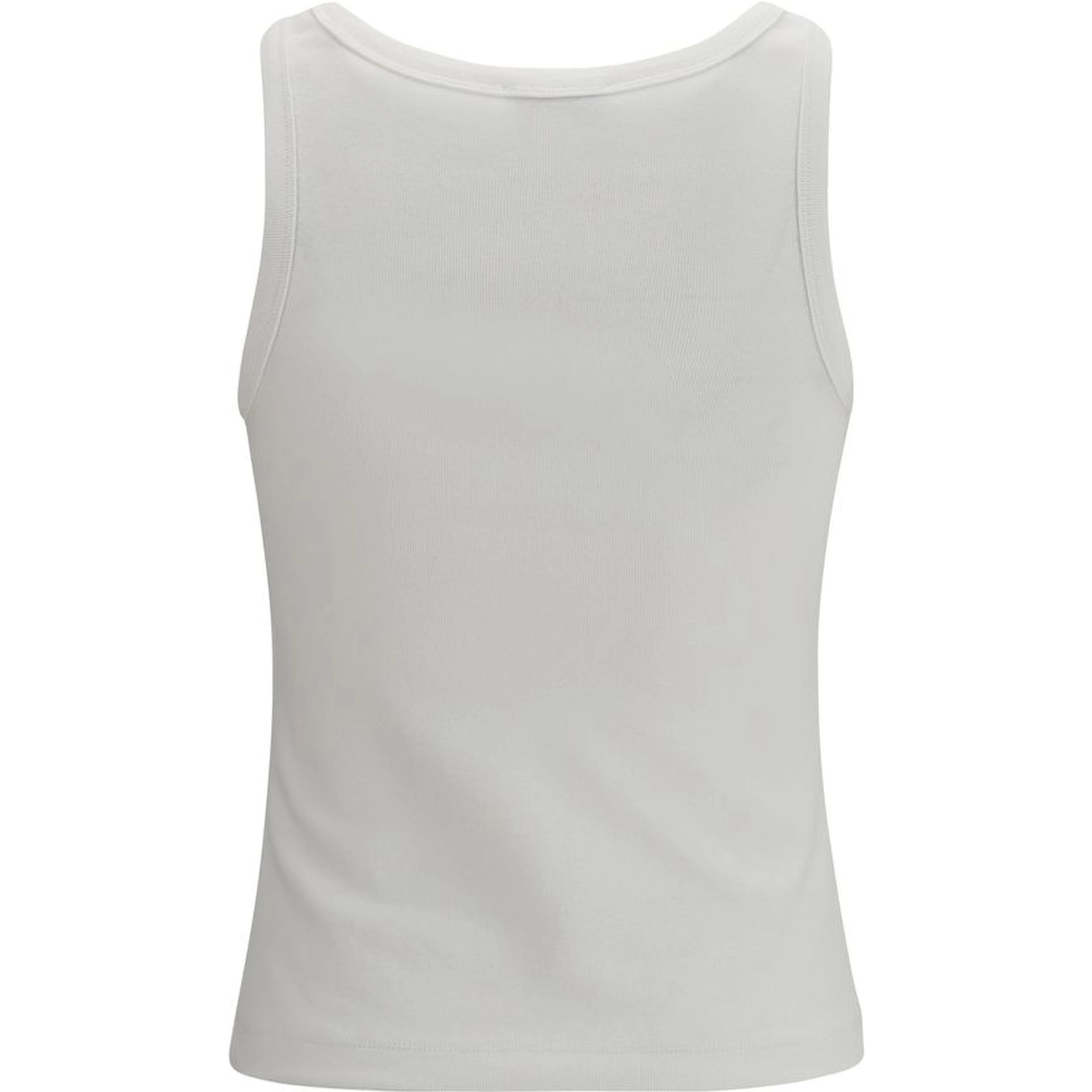White Cotton Sleeveles T-Shirt
