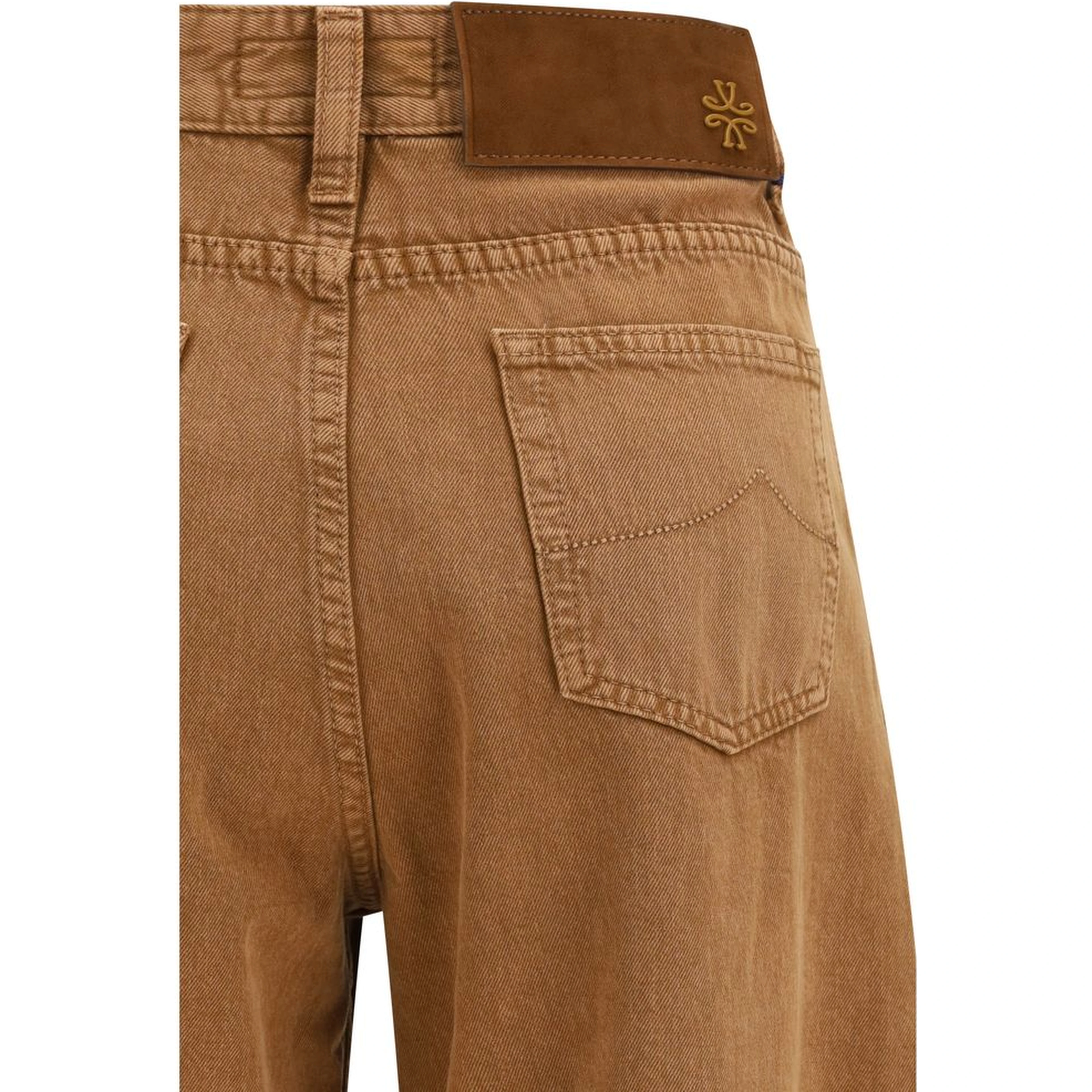 Brown Cotton Relaxed Fit Jeans