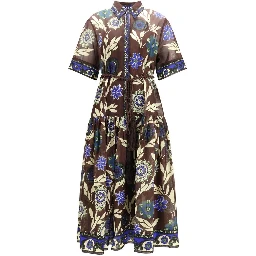 Brown Cotton Casual Dress