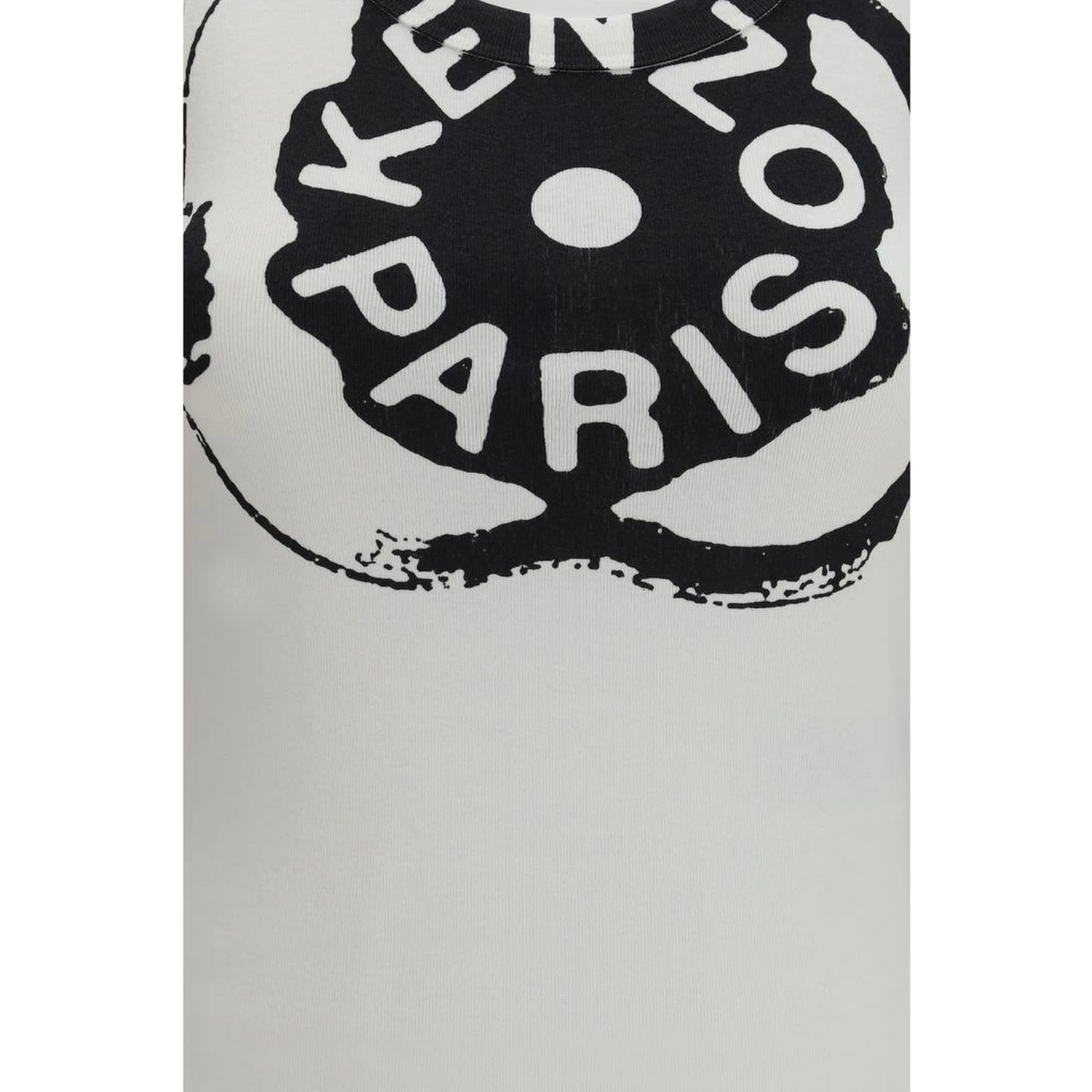 White Cotton Sleeveles T-Shirt
