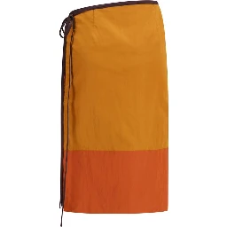 Orange Nylon Midi Skirt