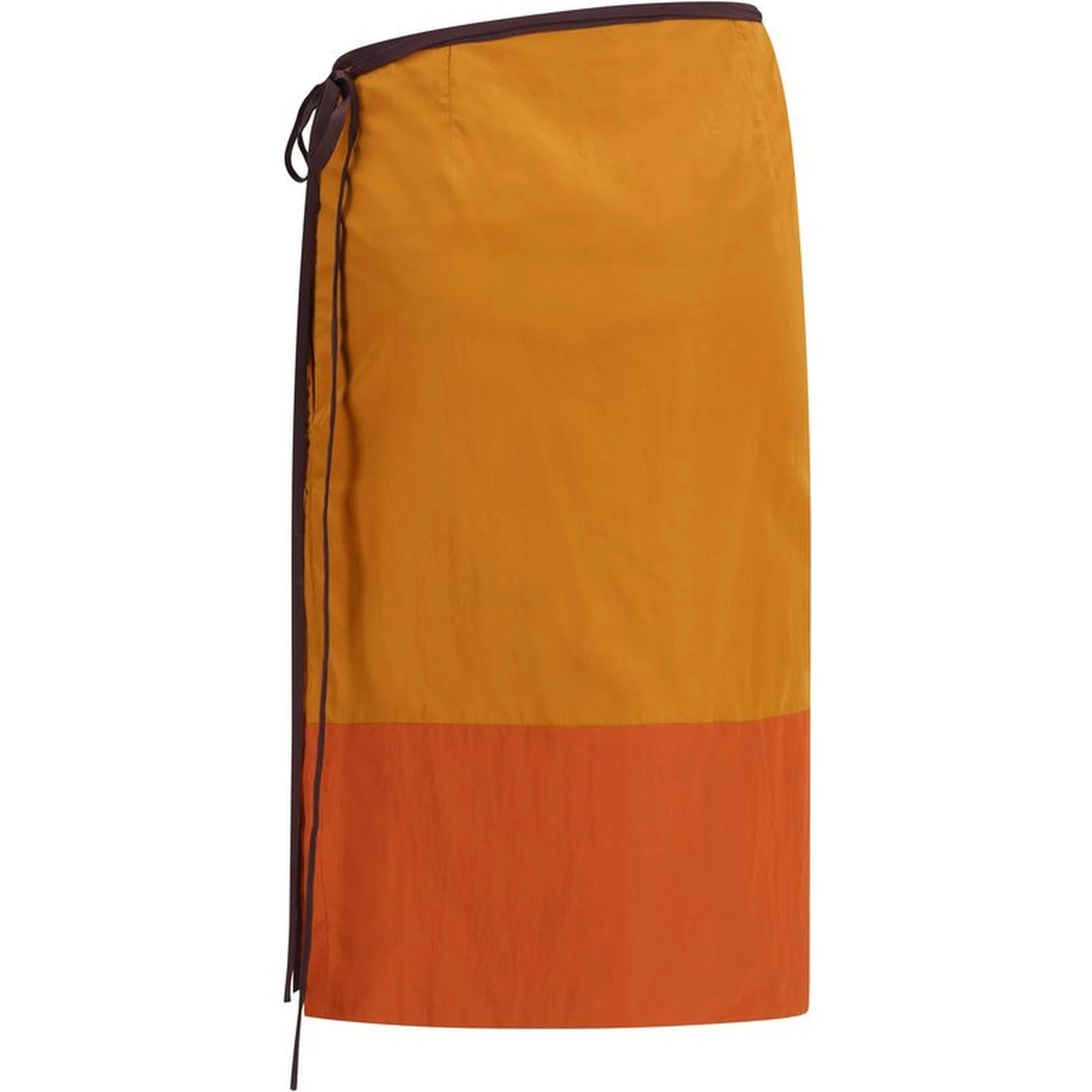 Orange Nylon Midi Skirt
