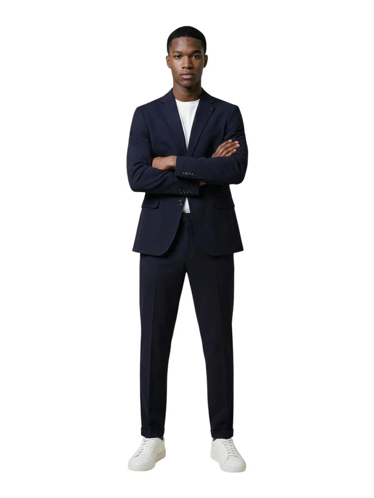 Blue Cotton Two-Piece Suit
