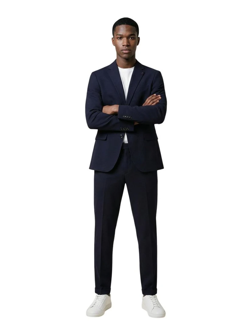 Blue Cotton Two-Piece Suit