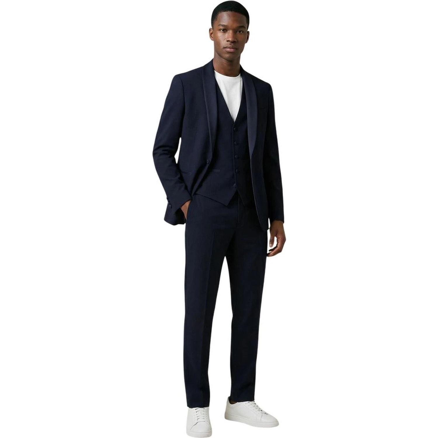 Blue Polyester Three-Piece Suit