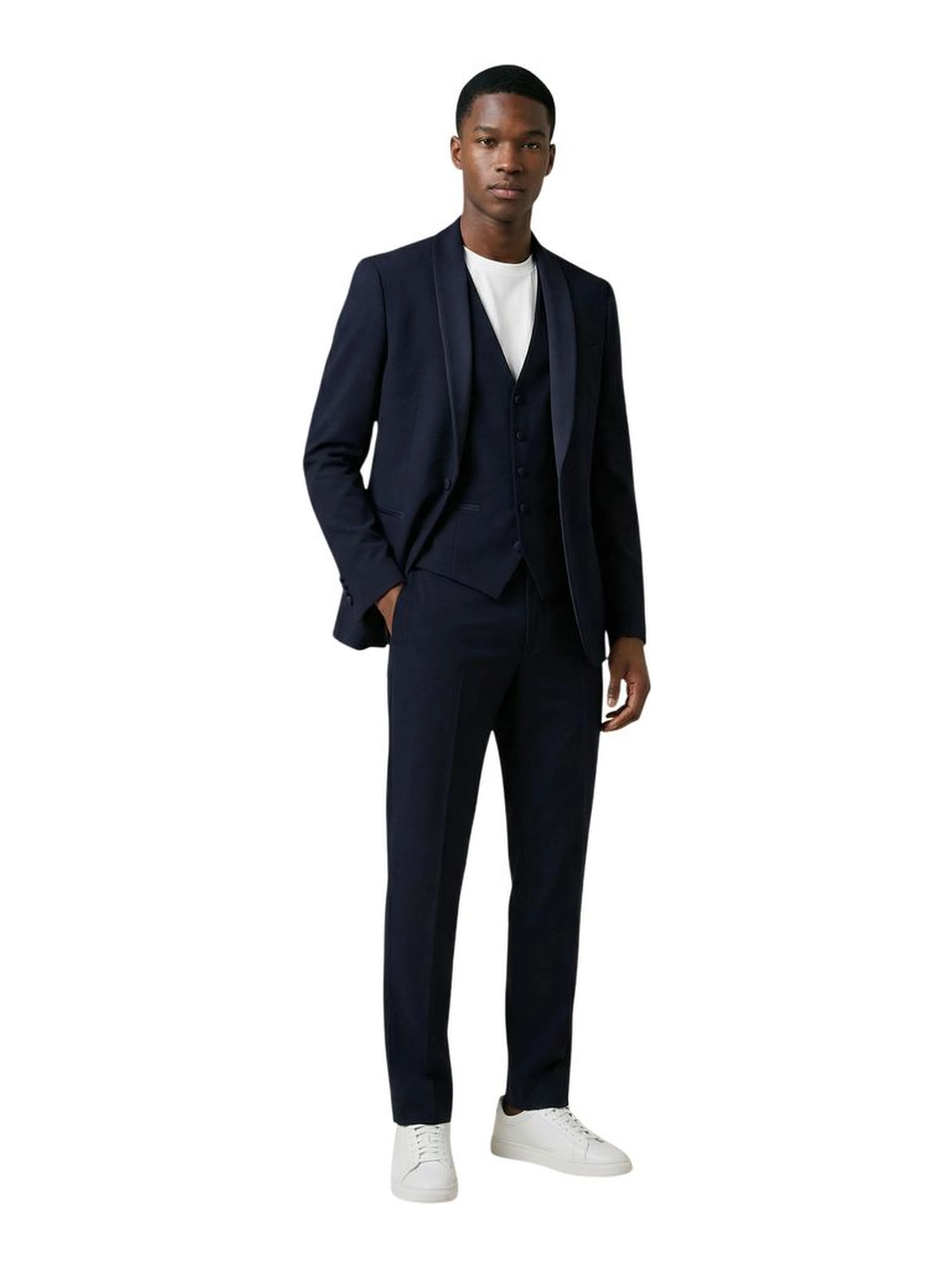Blue Polyester Three-Piece Suit