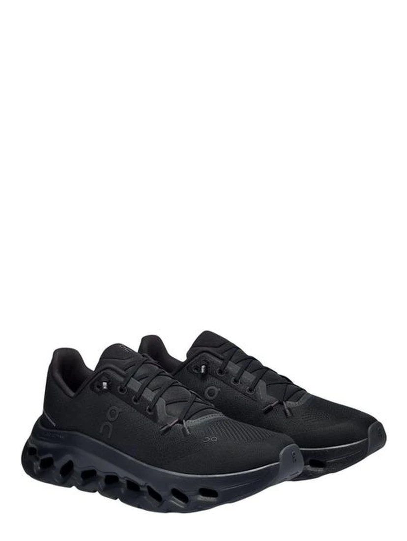 Black Polyester Athletic Sneakers