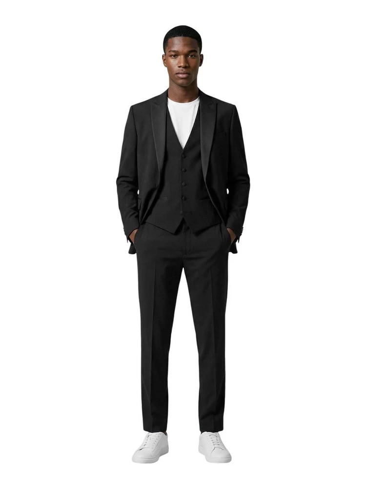 Black Polyester Three-Piece Suit