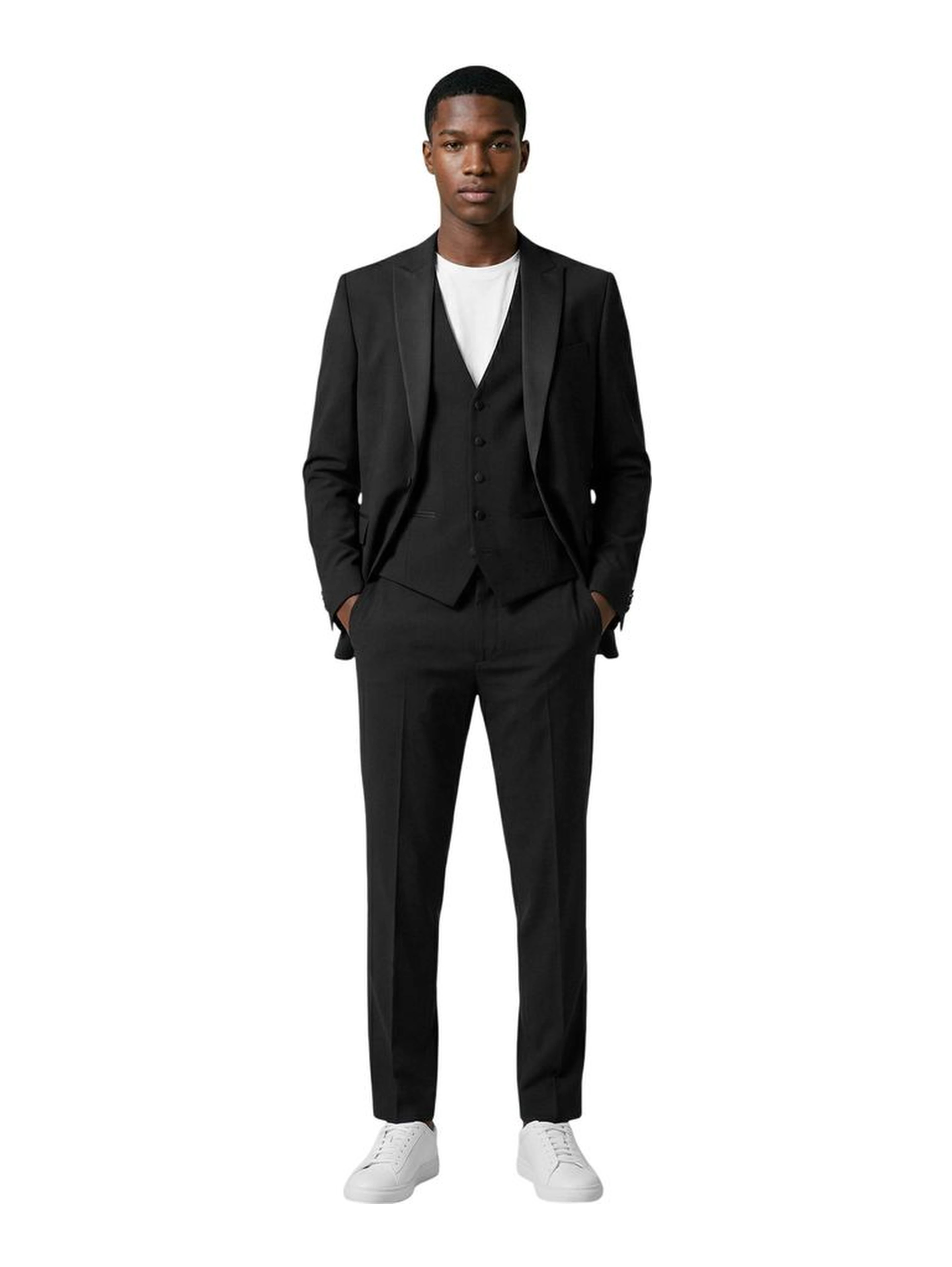 Black Polyester Three-Piece Suit