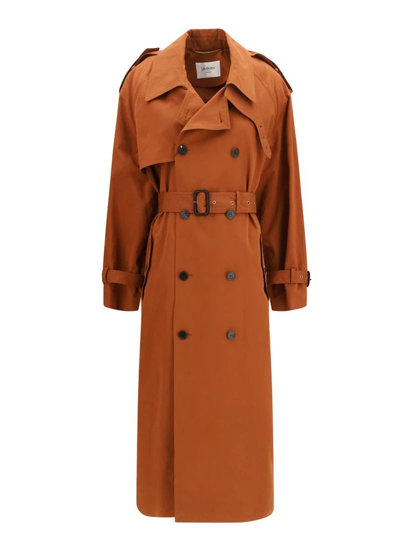 Brown Cotton Trench Coat