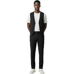 Black Polyester Three-Piece Suit