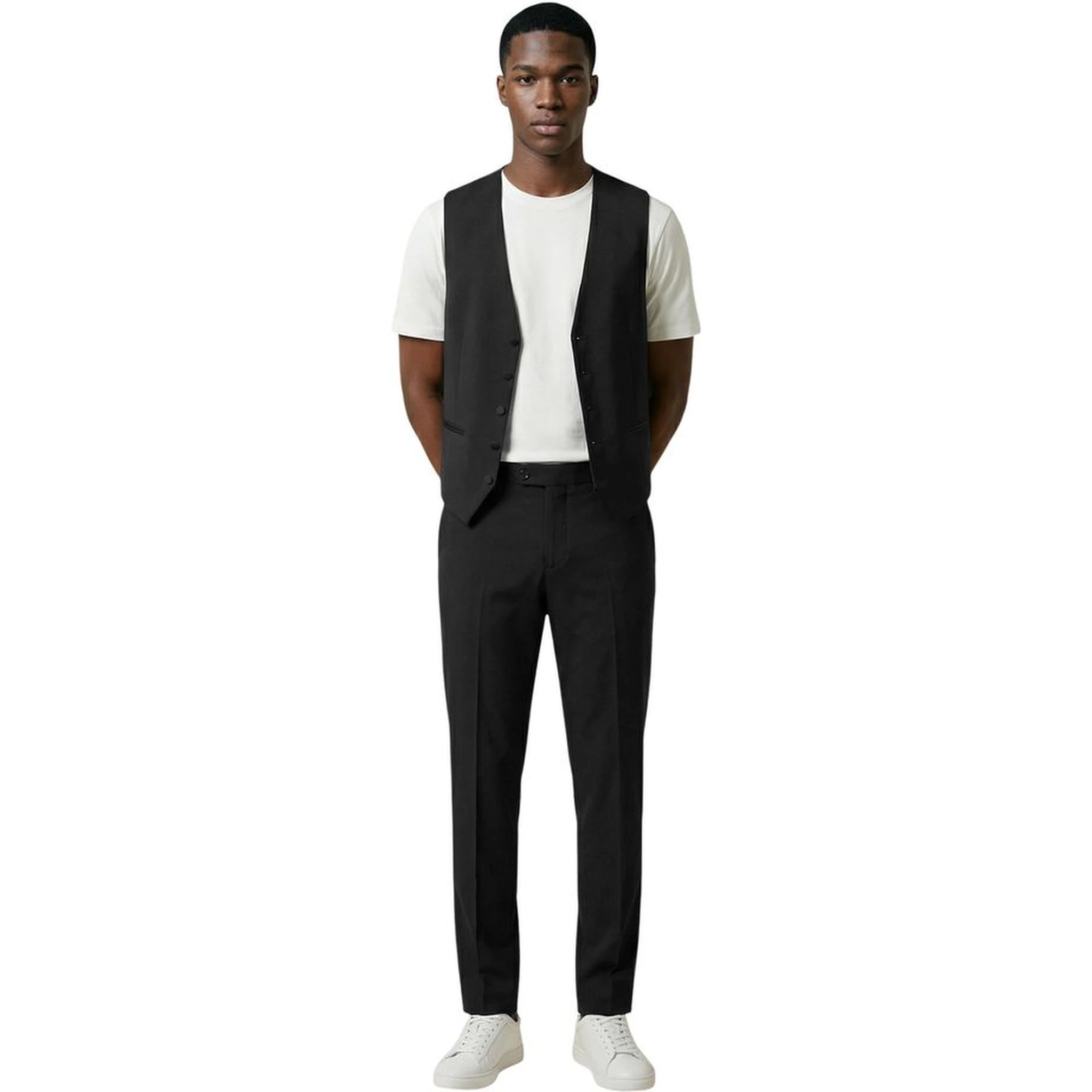 Black Polyester Three-Piece Suit