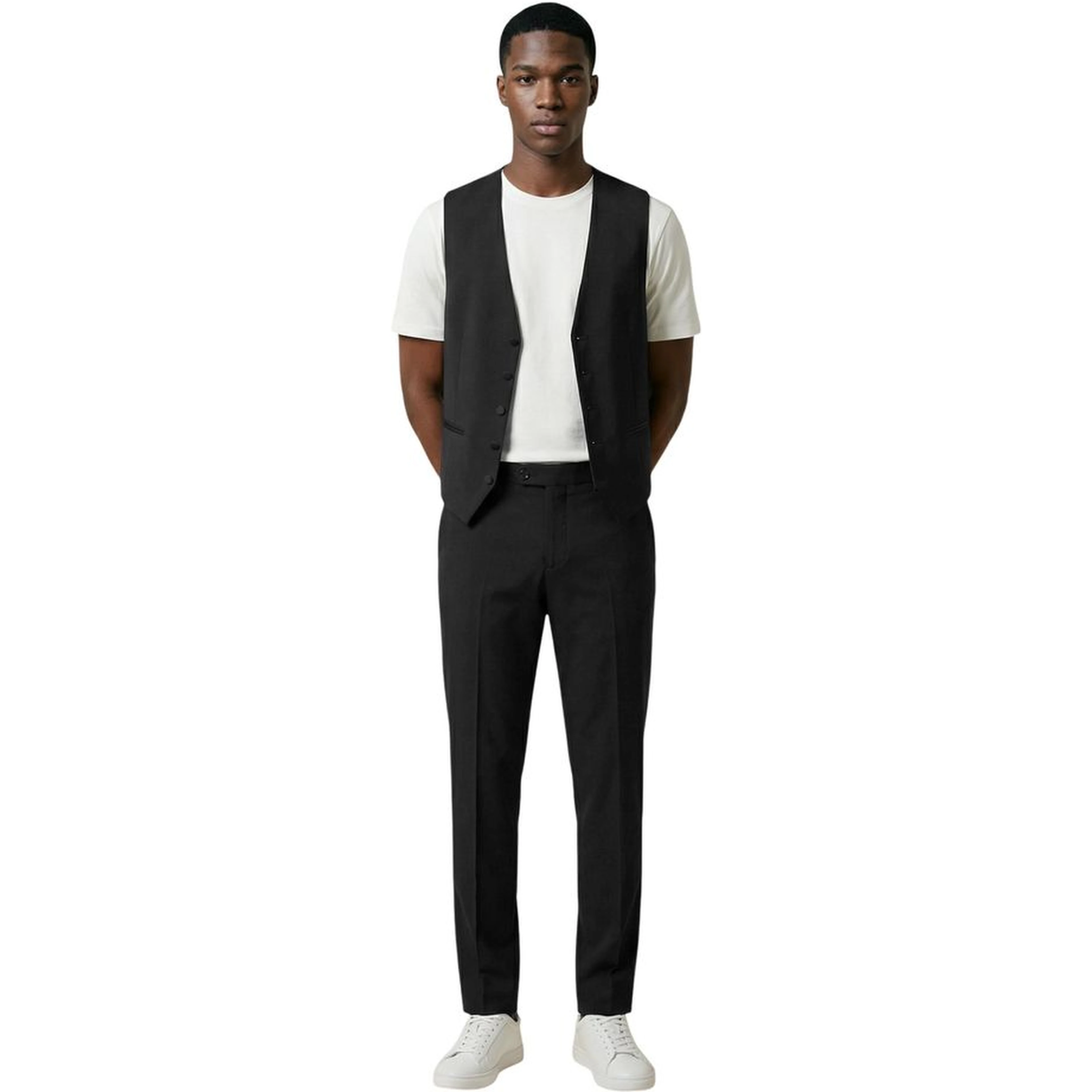 Black Polyester Three-Piece Suit