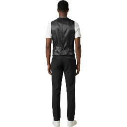 Black Polyester Three-Piece Suit