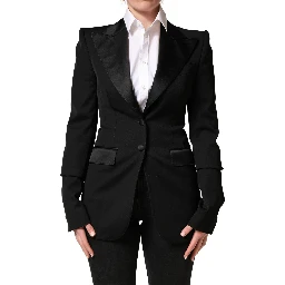 Black Wool Single Breasted Blazer Jacket