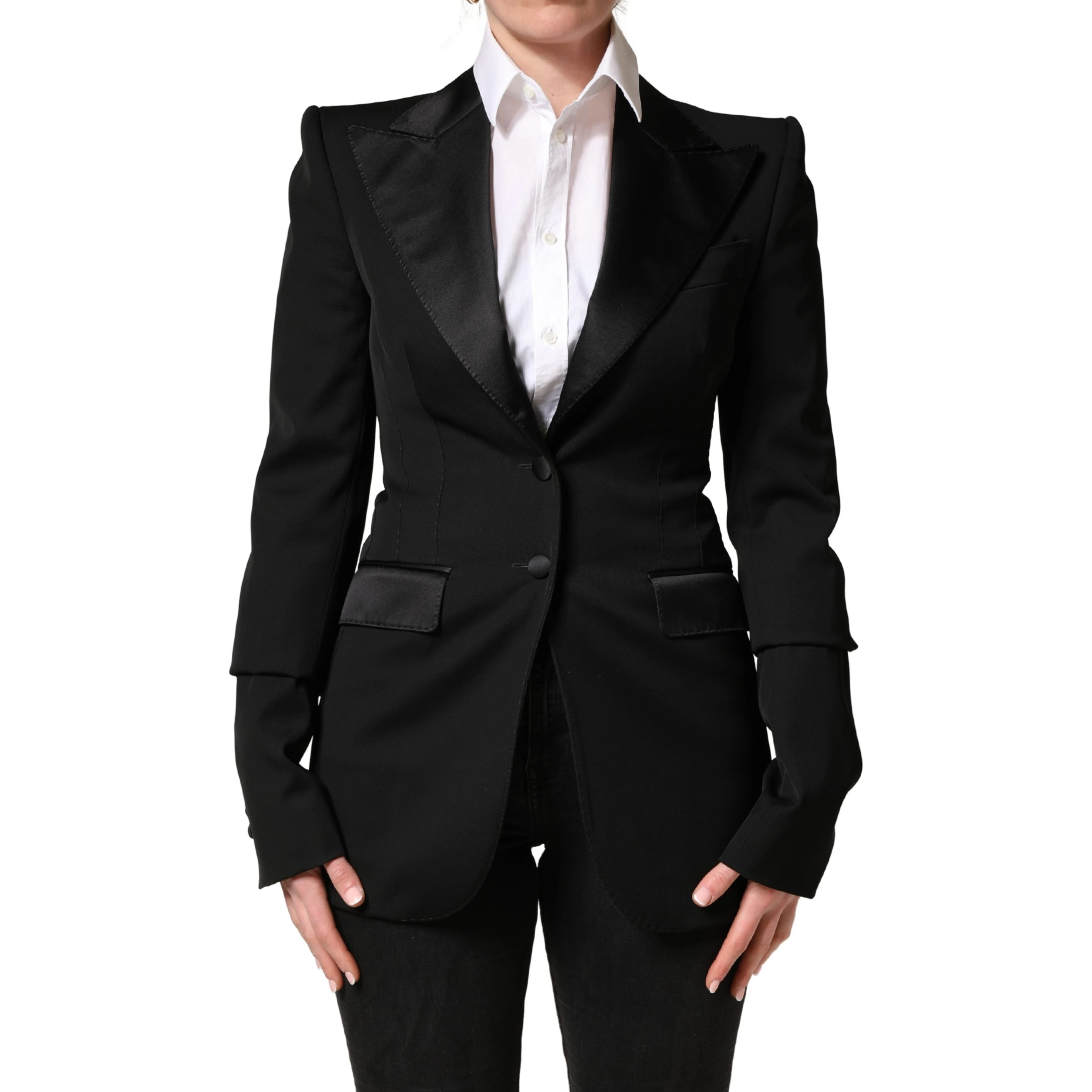 Black Wool Single Breasted Blazer Jacket