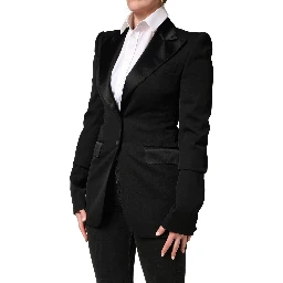 Black Wool Single Breasted Blazer Jacket