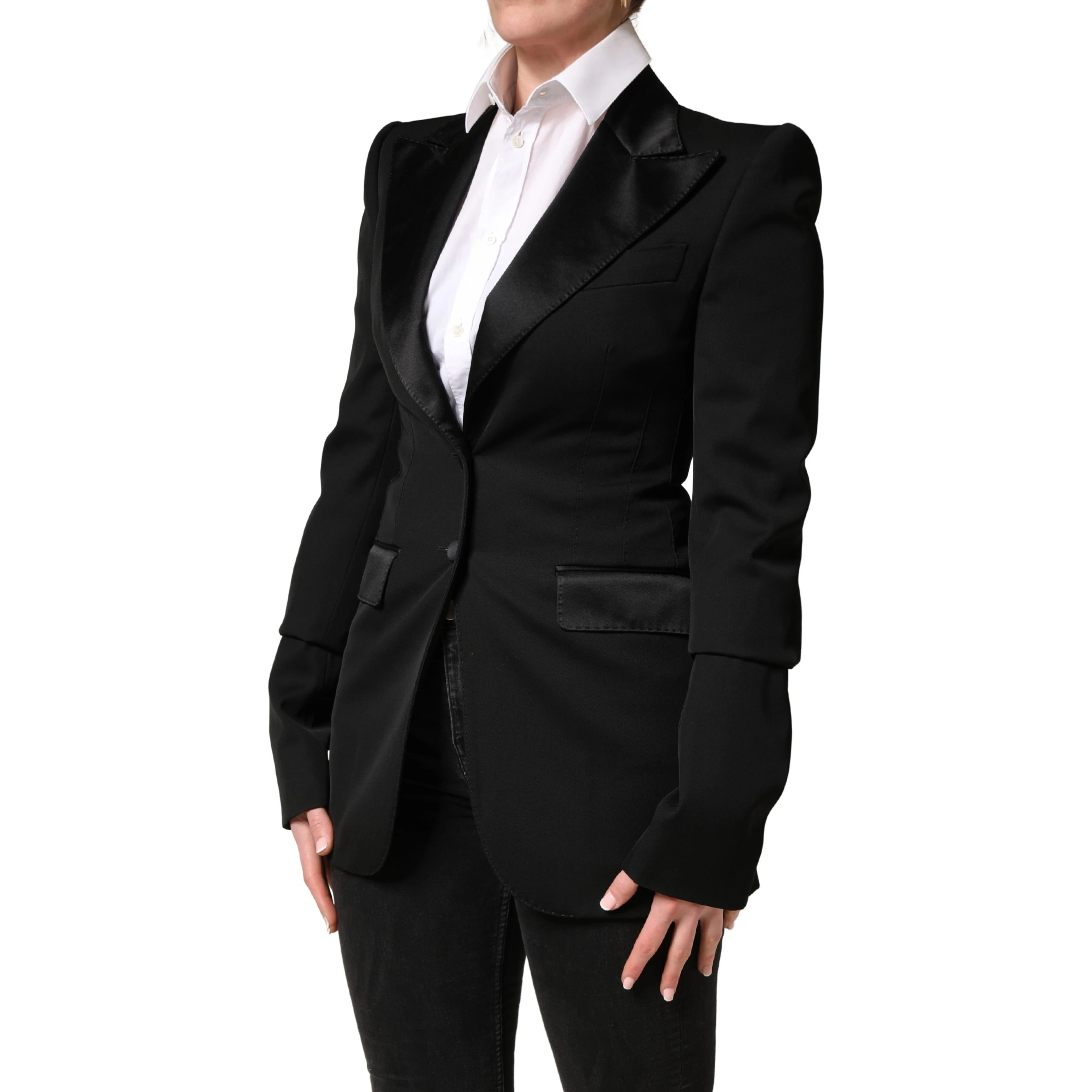 Black Wool Single Breasted Blazer Jacket
