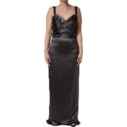 Black Satin Sleeveless Sweetheart Dress