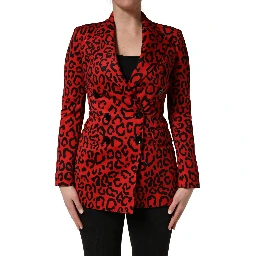 Red Leopard Double Breasted Coat Jacket