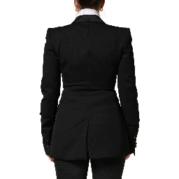 Black Wool Single Breasted Blazer Jacket