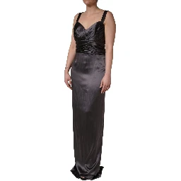 Black Satin Sleeveless Sweetheart Dress