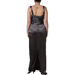 Black Satin Sleeveless Sweetheart Dress
