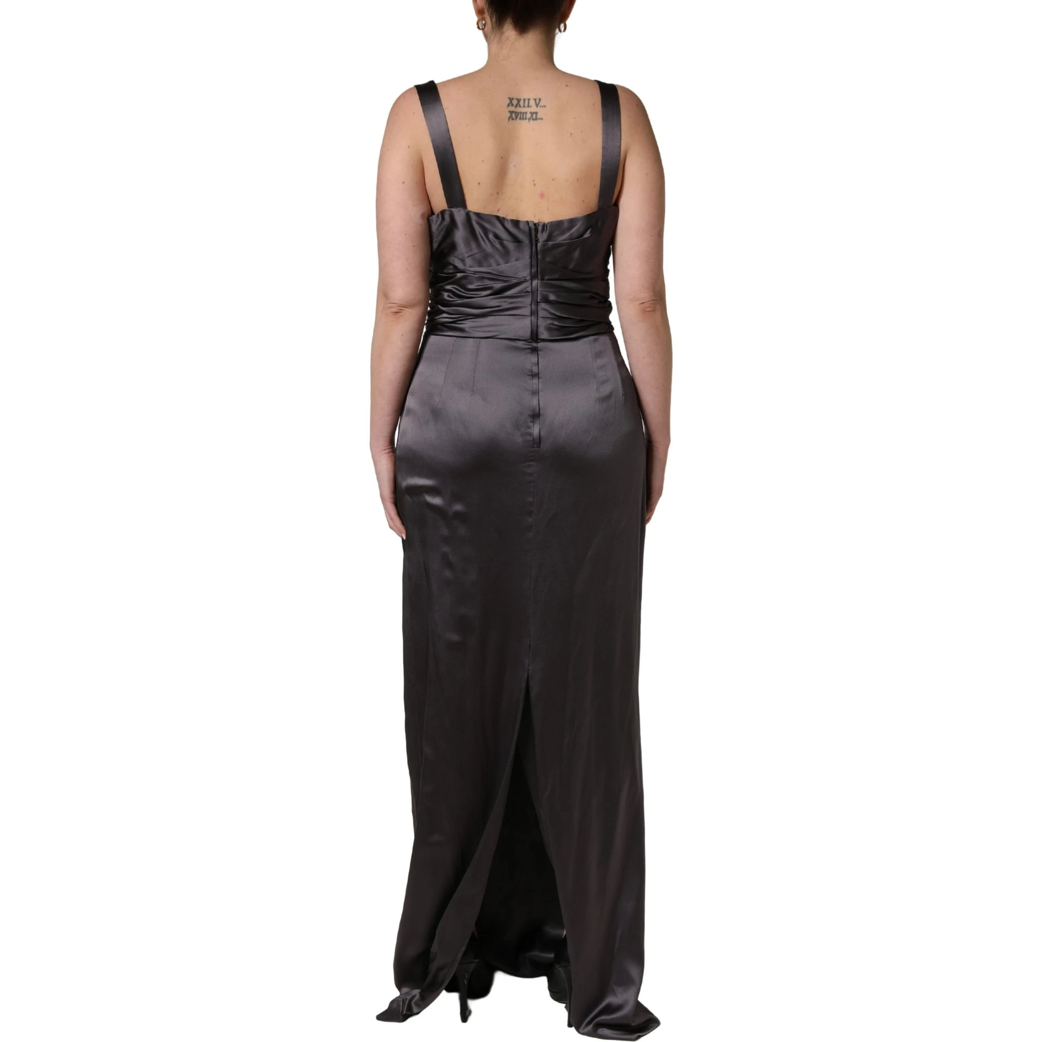 Black Satin Sleeveless Sweetheart Dress