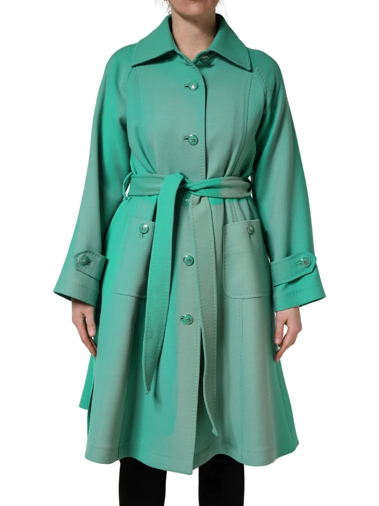 Green Buttoned Down Belt Trench Coat Jacket alternative