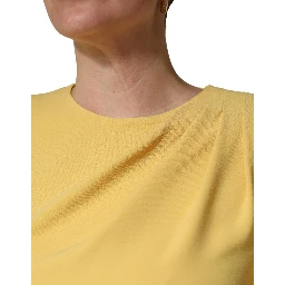 Yellow Silk Long Sleeves Sheath Midi Dress