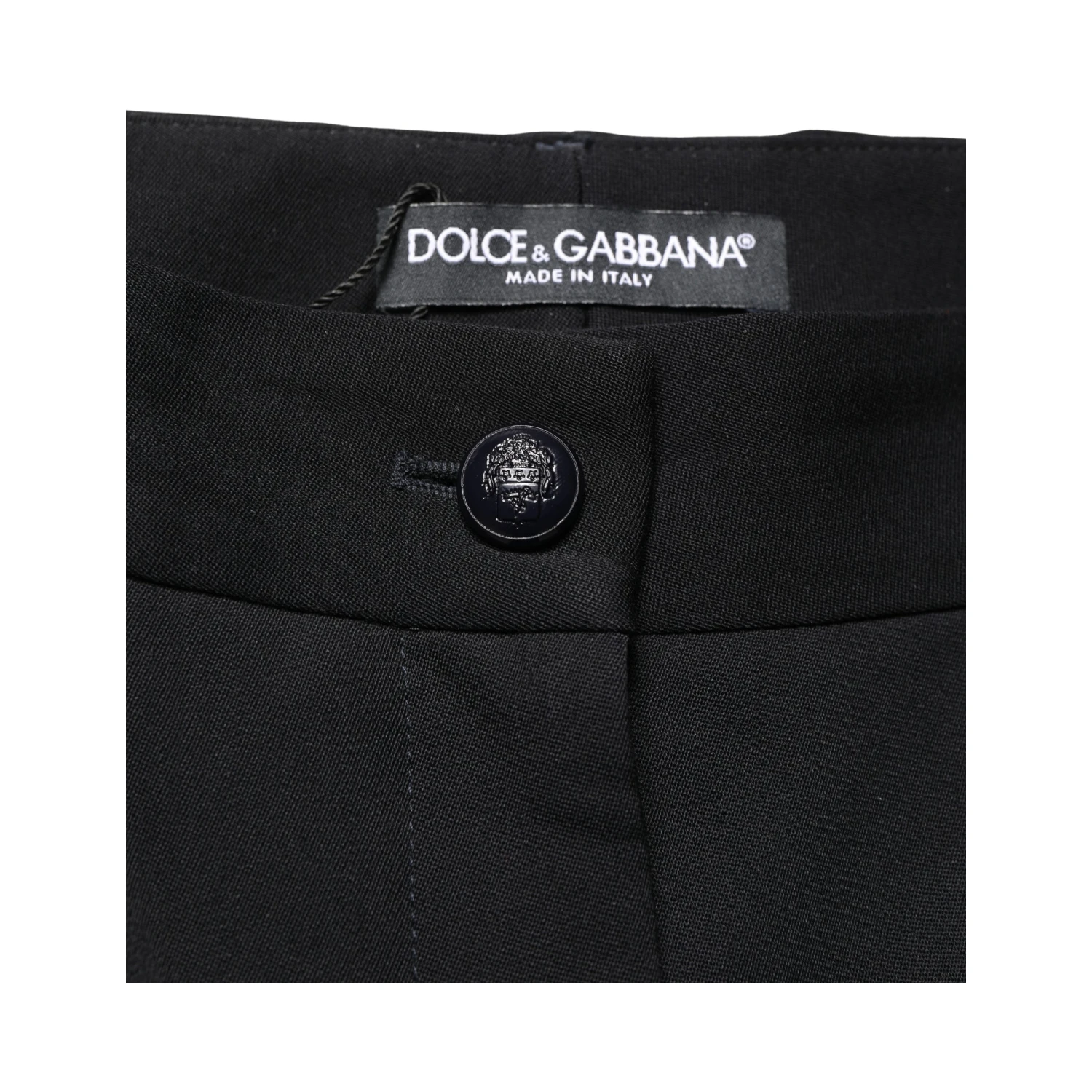 Black Wool High Waist Cropped Tapered Pants