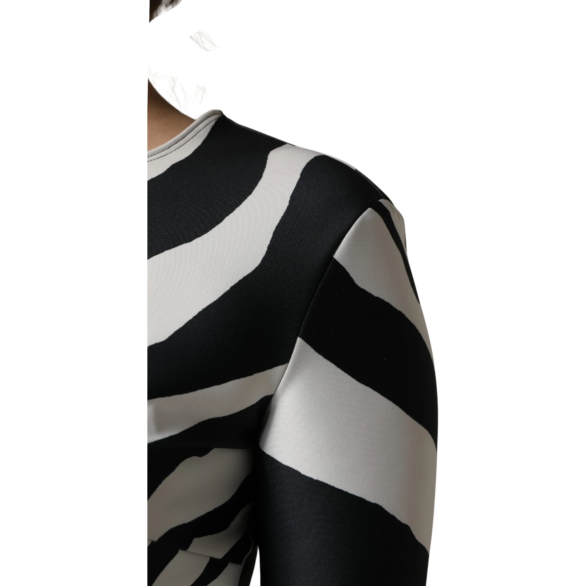 Black White Polyester Zebra Pattern Jumpsuit