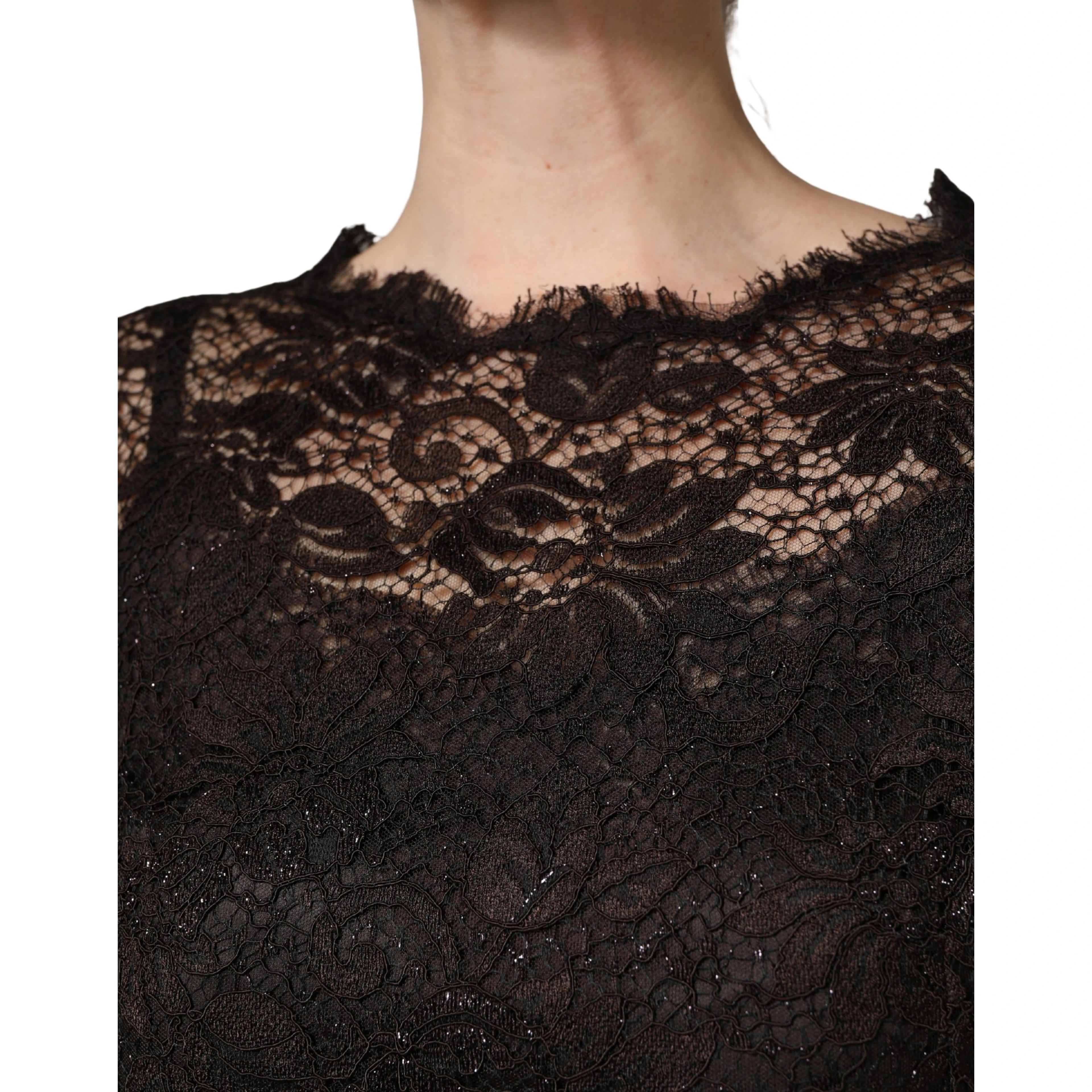 Black Floral Lace Sheath Long Maxi Dress