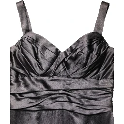 Black Satin Sleeveless Sweetheart Dress