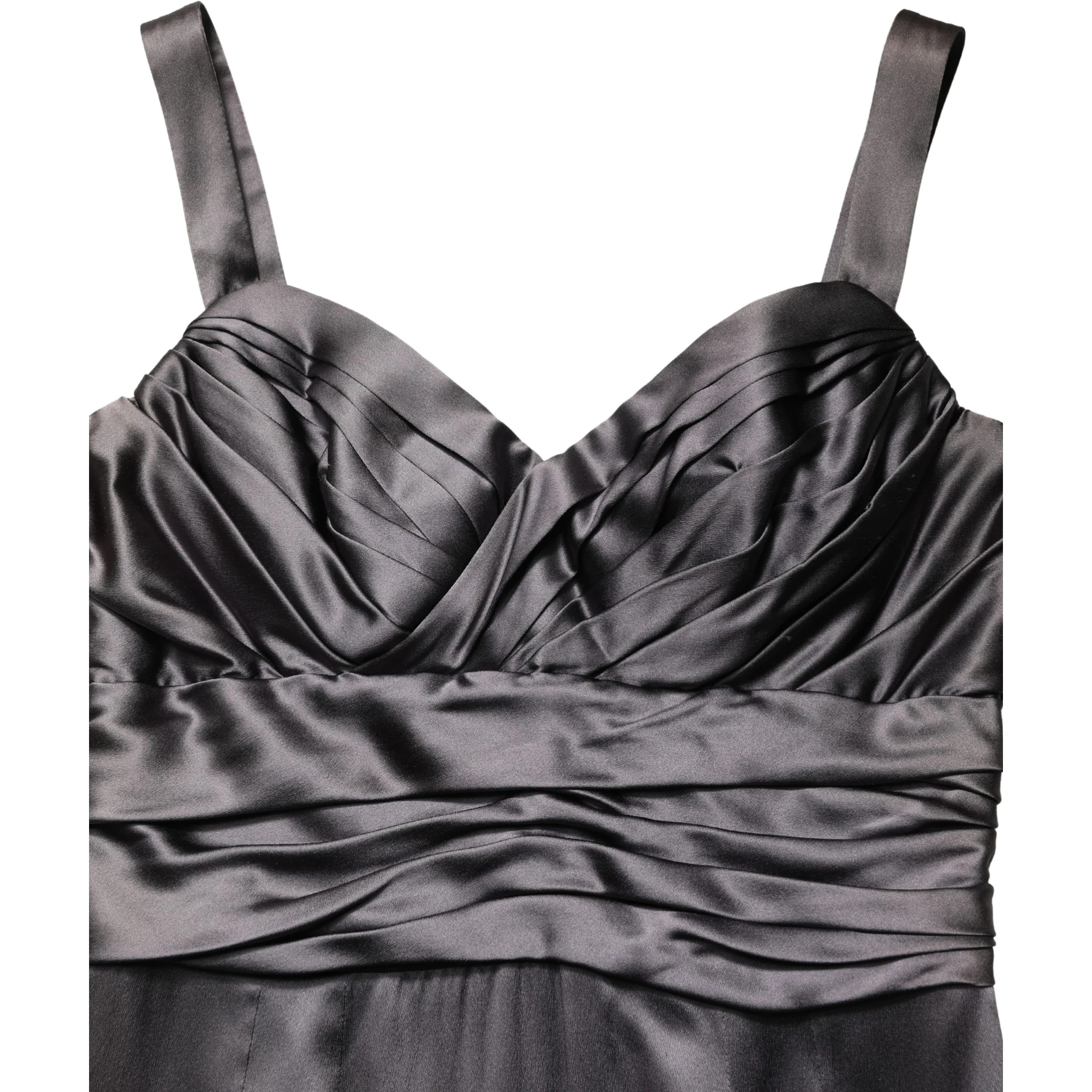 Black Satin Sleeveless Sweetheart Dress