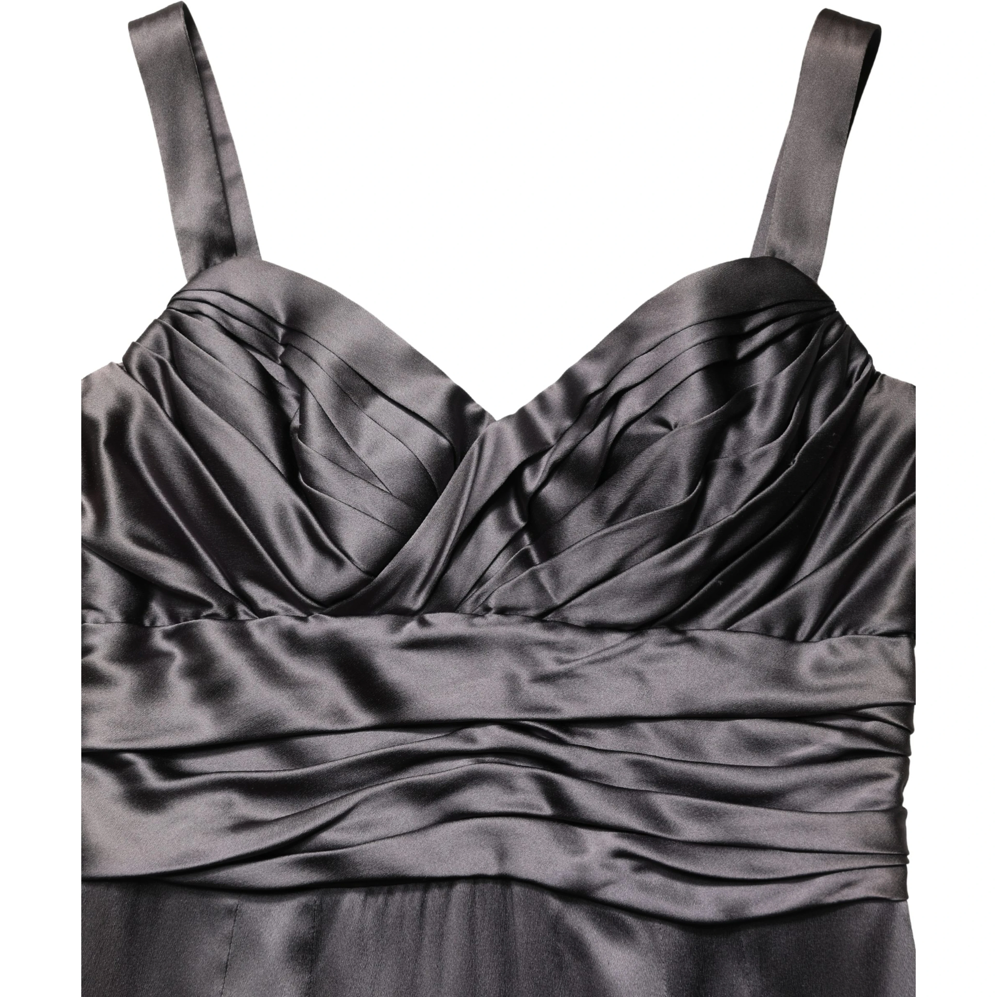Black Satin Sleeveless Sweetheart Dress