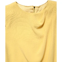 Yellow Silk Long Sleeves Sheath Midi Dress