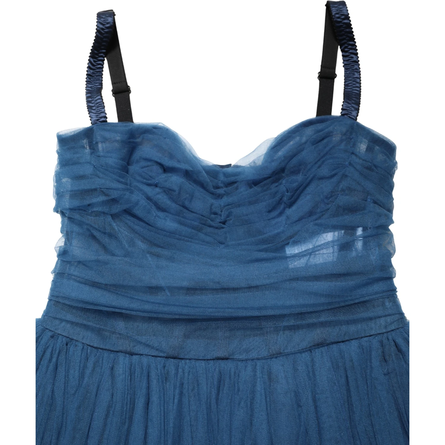 Blue Tulle Midi A-line Sleeveless Dress