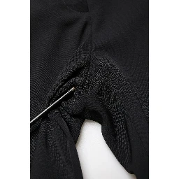Black Wool High Waist Cropped Tapered Pants