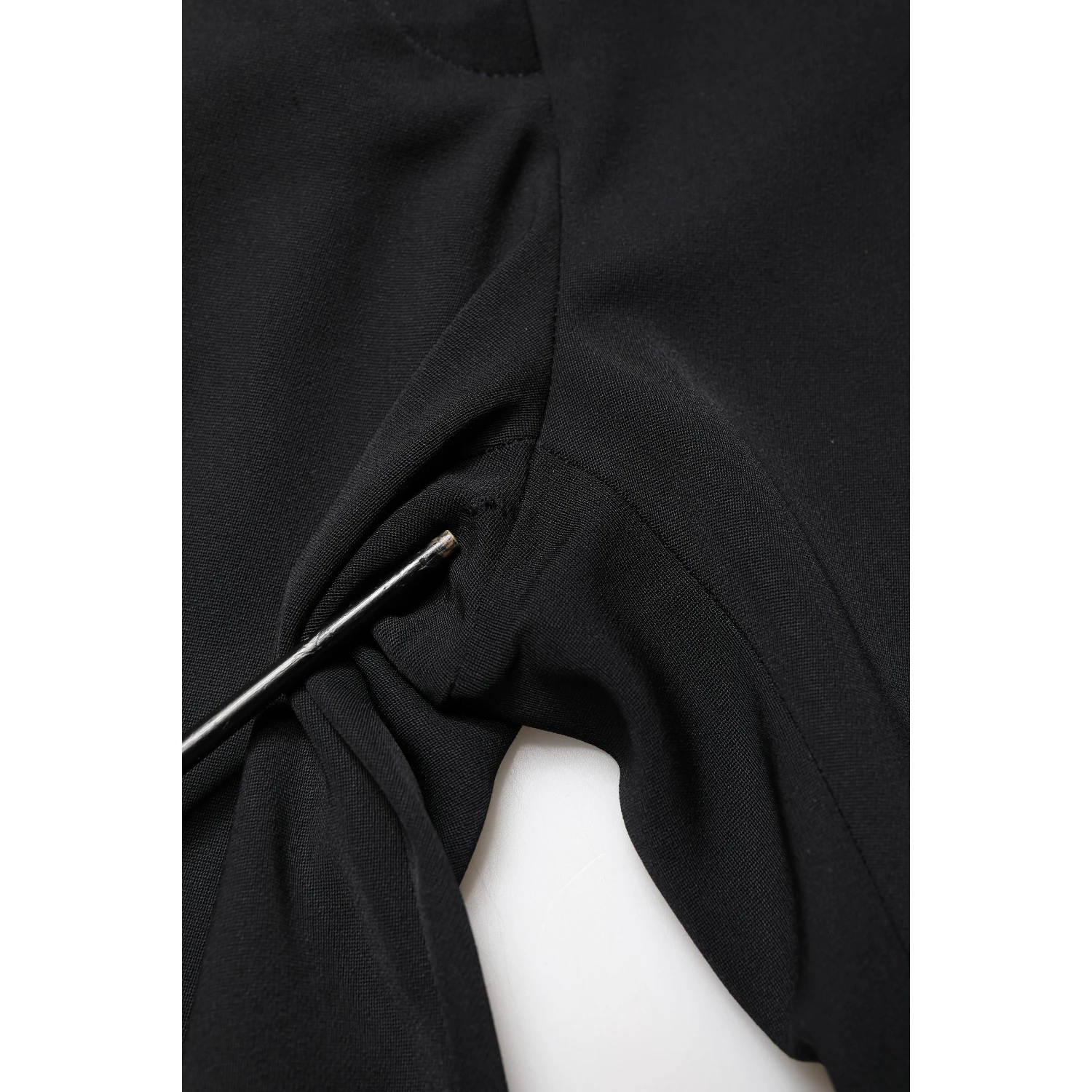 Black Wool High Waist Cropped Tapered Pants