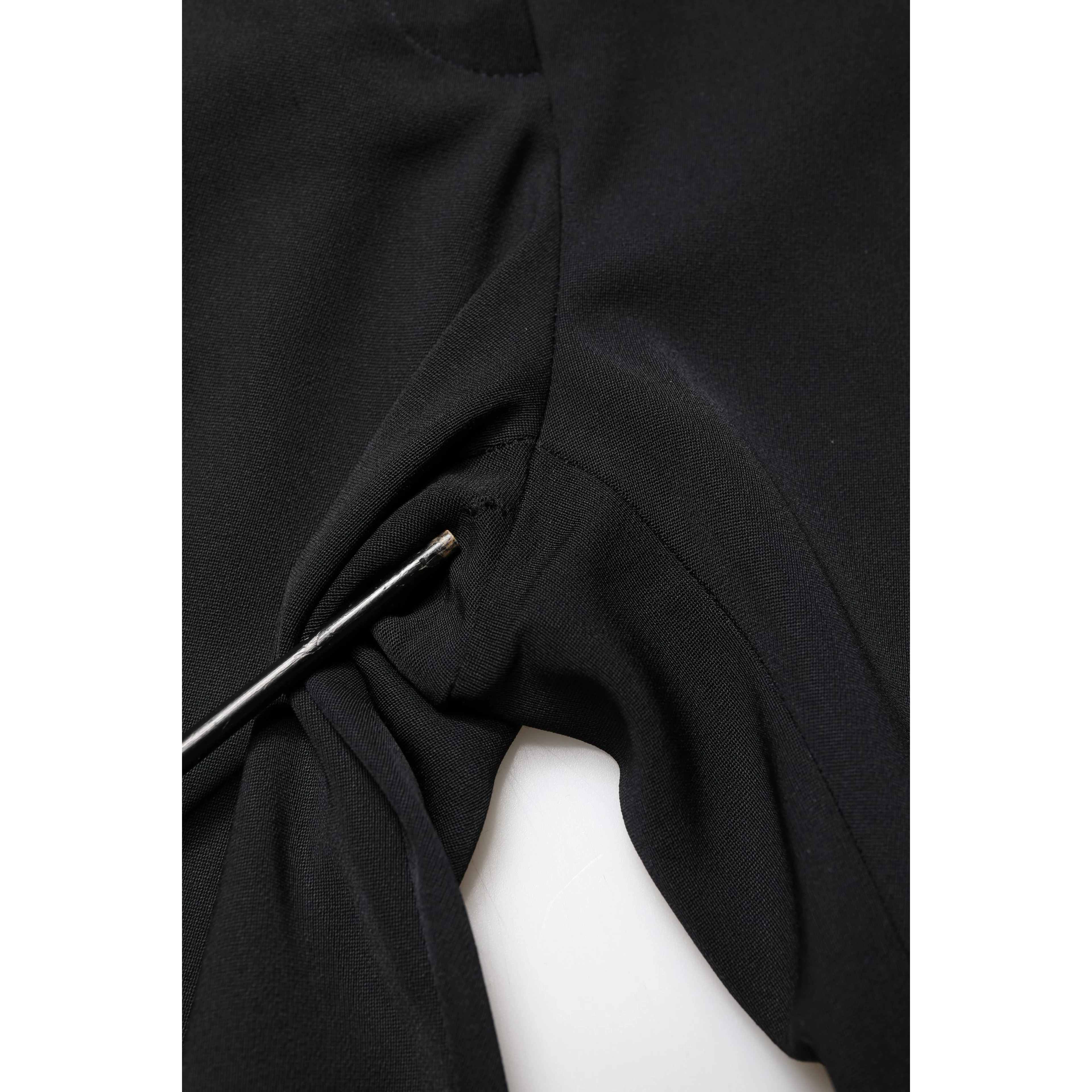 Black Wool High Waist Cropped Tapered Pants
