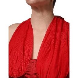 Red Halter Corset Sleeveless Sheath  Dress