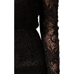 Black Floral Lace Sheath Long Maxi Dress