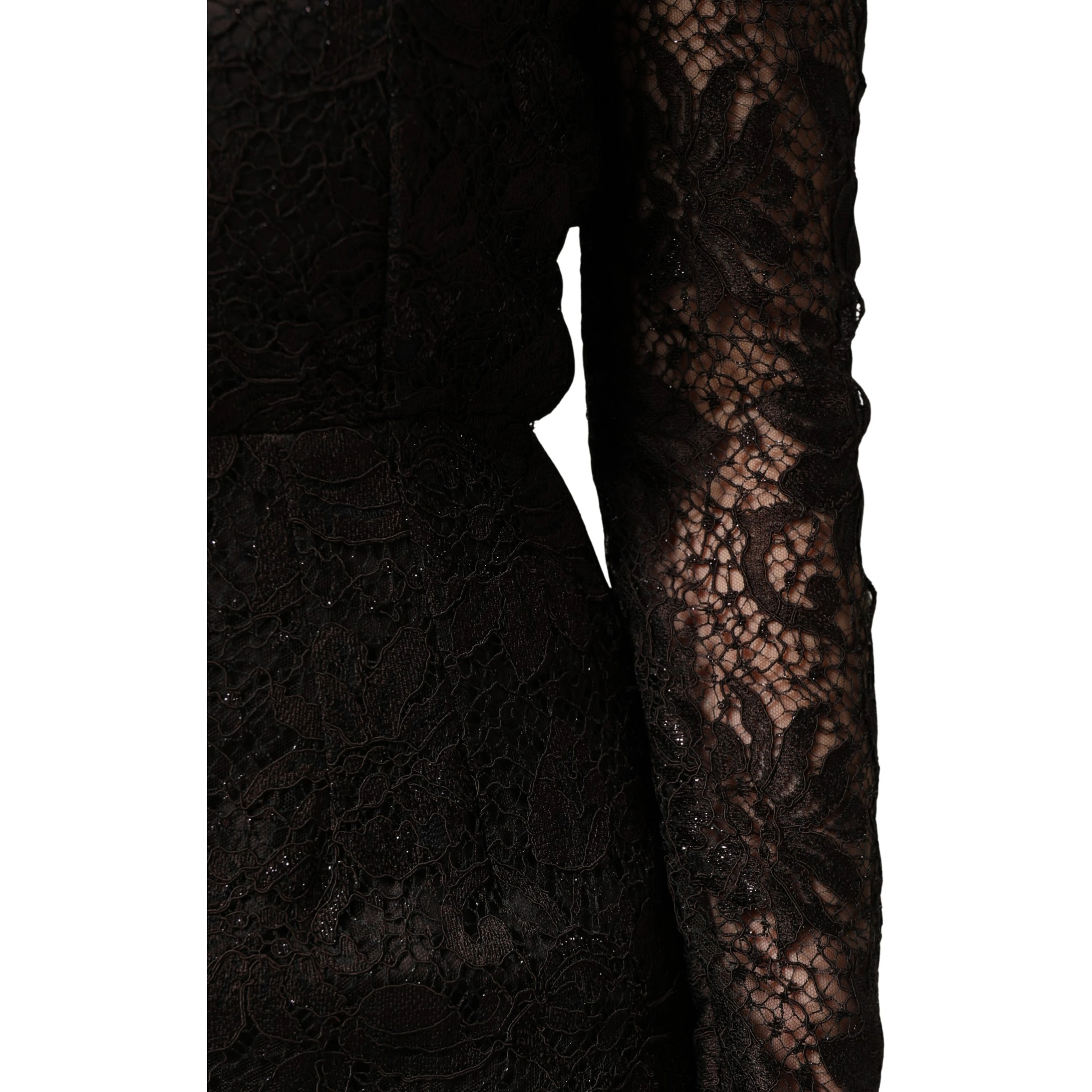 Black Floral Lace Sheath Long Maxi Dress